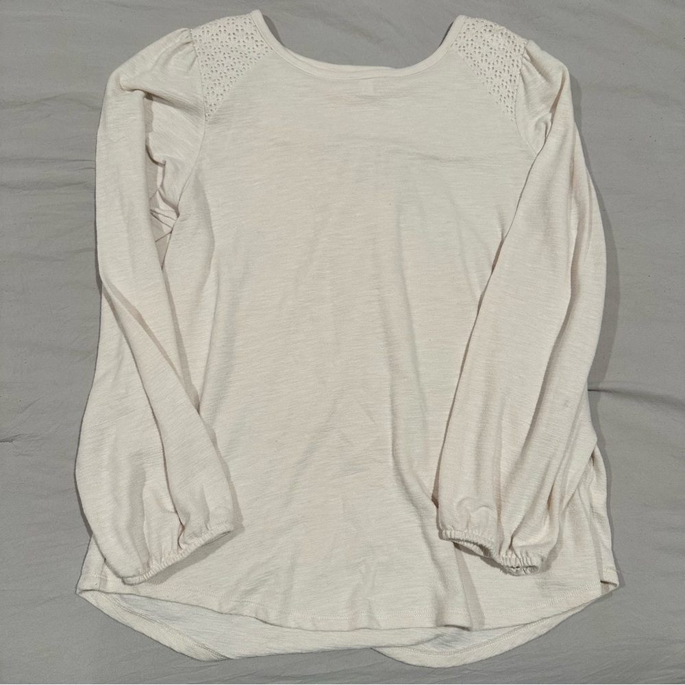LC Lauren Conrad Cream Long Sleeve Blouse